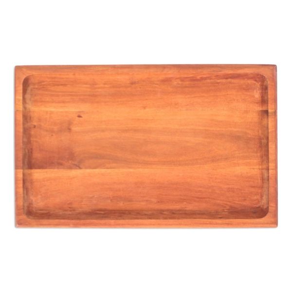 Alternate image for Hand-Carved Rectangle Longan Wood Tray in a Natural Brown Moments of Delight