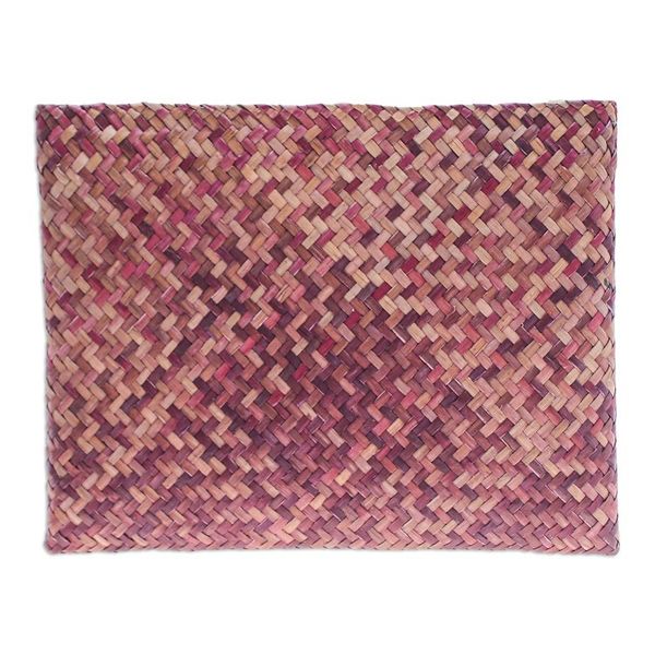 Alternate image for Handwoven Red and Brown Natural Bulrush Reed Clutch Natural Boldness