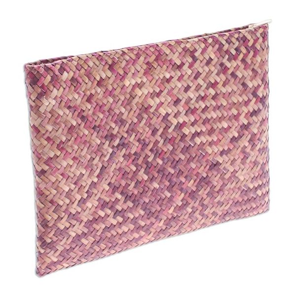 Alternate image for Handwoven Red and Brown Natural Bulrush Reed Clutch Natural Boldness