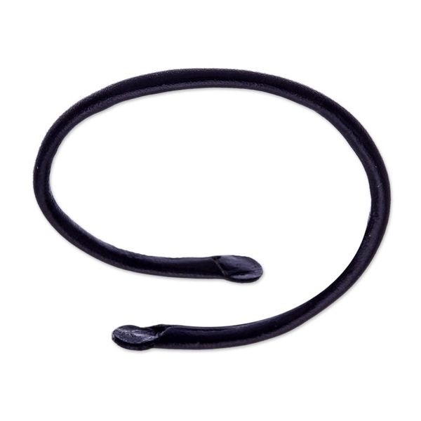Alternate image for Unisex Black Dyed Leather Cuff Bracelet Handmade in Thailand Young Bud in Black