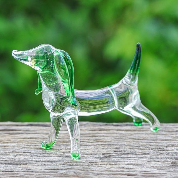 Alternate image for Handblown Green Glass Dachshund Dog Figurine Hope Dachshund