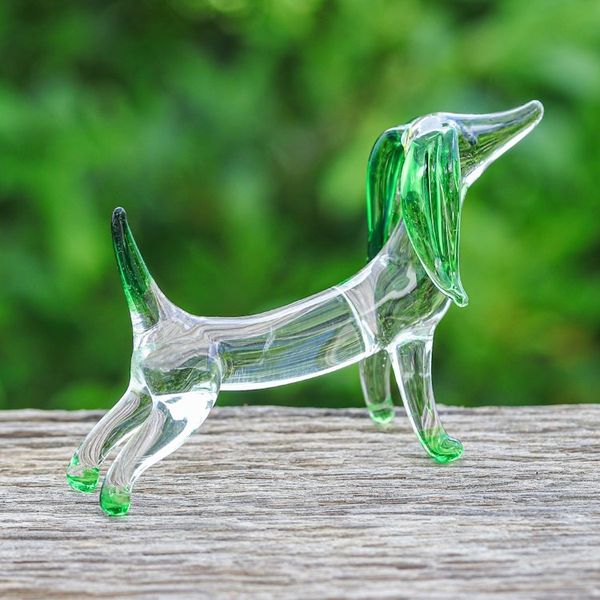 Alternate image for Handblown Green Glass Dachshund Dog Figurine Hope Dachshund