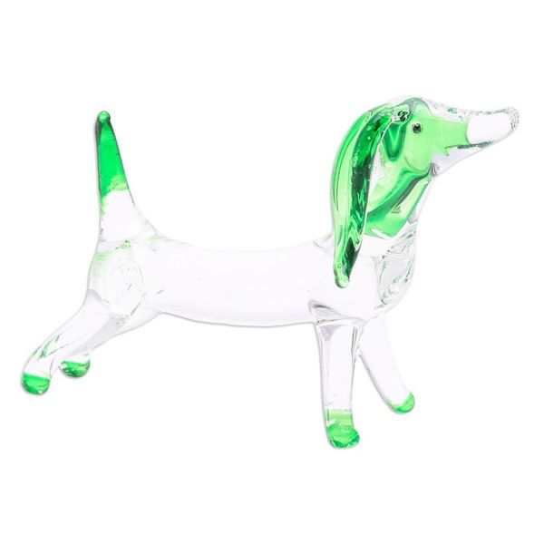 Alternate image for Handblown Green Glass Dachshund Dog Figurine Hope Dachshund