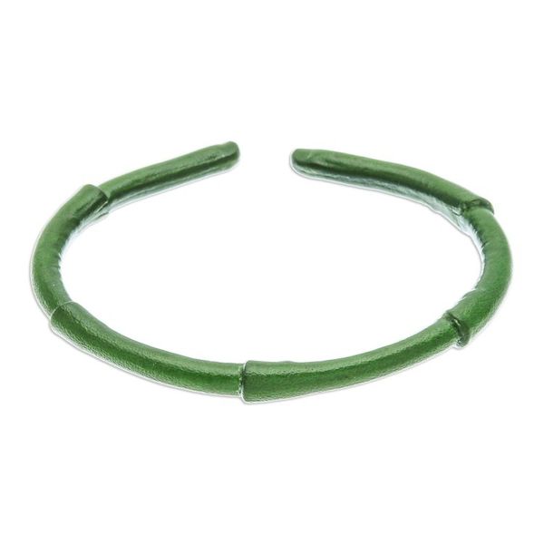 Alternate image for Bamboo-Inspired Adjustable Green Leather Cuff Bracelet Harmonious Bamboo