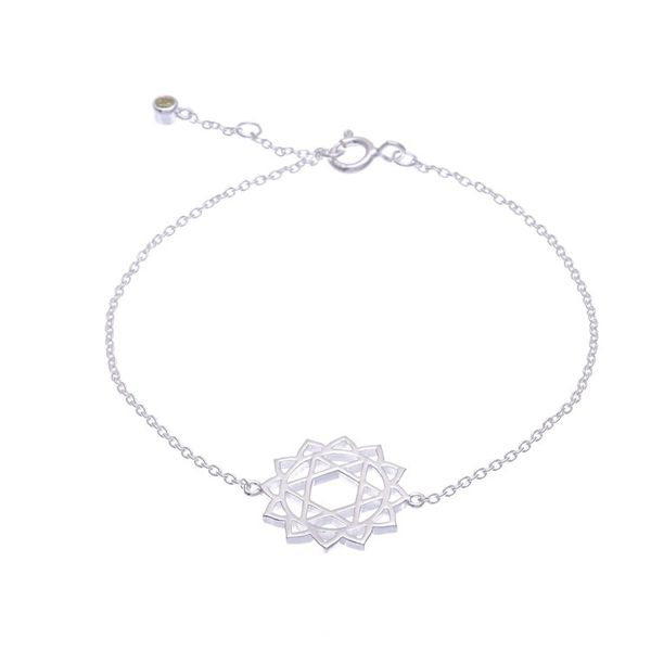 Alternate image for Sterling Silver Pendant Bracelet with Green Cubic Zirconia Green Heart Chakra