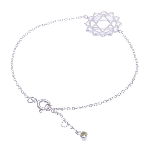 Alternate image for Sterling Silver Pendant Bracelet with Green Cubic Zirconia Green Heart Chakra