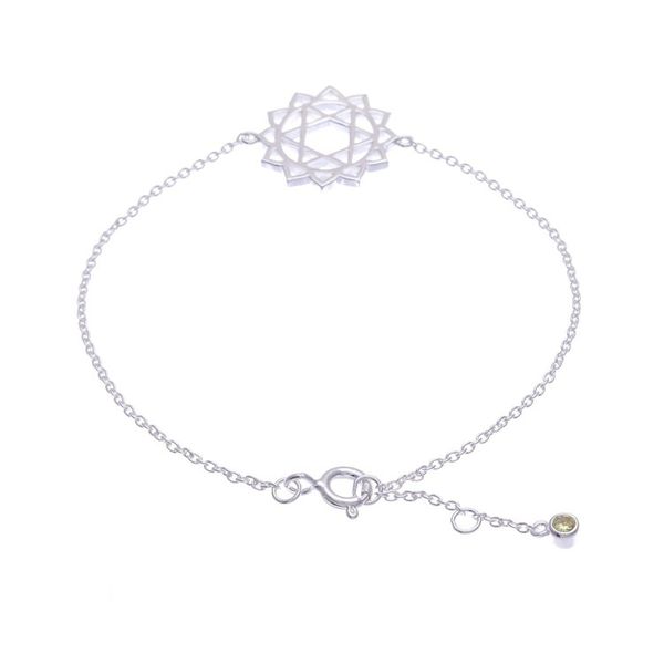Alternate image for Sterling Silver Pendant Bracelet with Green Cubic Zirconia Green Heart Chakra