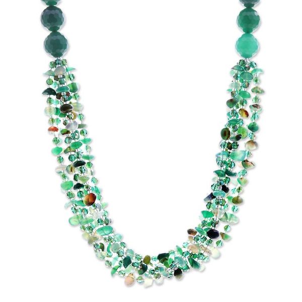 Alternate image for Green-Toned Chalcedony and Glass Beaded Strand Necklace Thoughtful Jewels