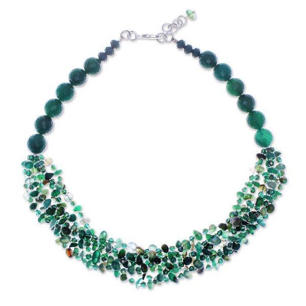 Alternate image for Green-Toned Chalcedony and Glass Beaded Strand Necklace Thoughtful Jewels