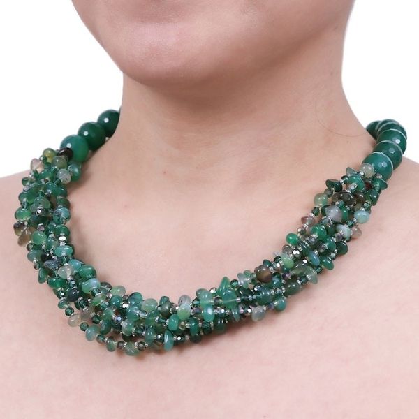 Alternate image for Green-Toned Chalcedony and Glass Beaded Strand Necklace Thoughtful Jewels