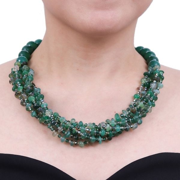 Alternate image for Green-Toned Chalcedony and Glass Beaded Strand Necklace Thoughtful Jewels