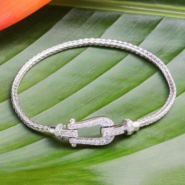 Alternate image for Sterling Silver Horseshoe Pendant Bracelet with Jewels Sparkling Fortune