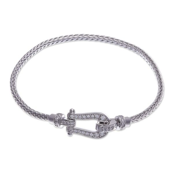 Alternate image for Sterling Silver Horseshoe Pendant Bracelet with Jewels Sparkling Fortune