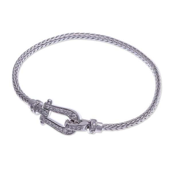 Alternate image for Sterling Silver Horseshoe Pendant Bracelet with Jewels Sparkling Fortune