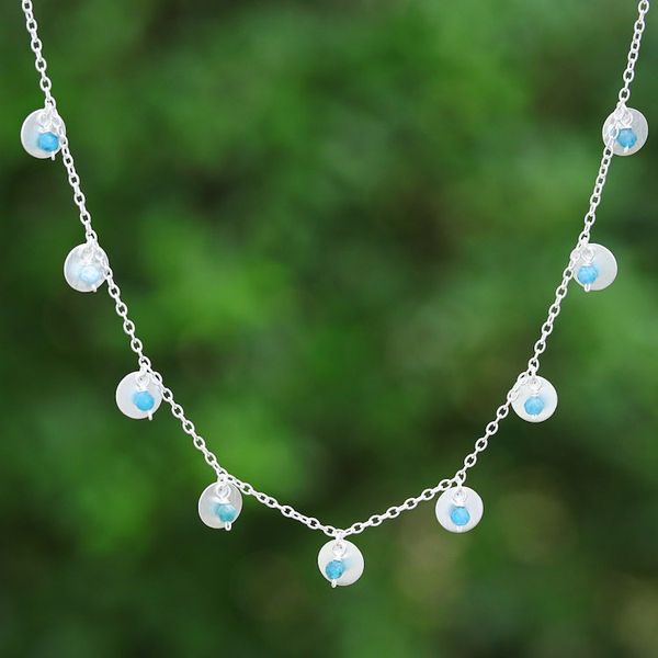 Alternate image for Matte Sterling Silver and Apatite Charm Necklace Everyday Intellectual