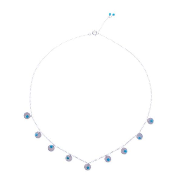 Alternate image for Matte Sterling Silver and Apatite Charm Necklace Everyday Intellectual
