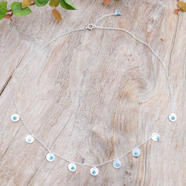 Alternate image for Matte Sterling Silver and Apatite Charm Necklace Everyday Intellectual