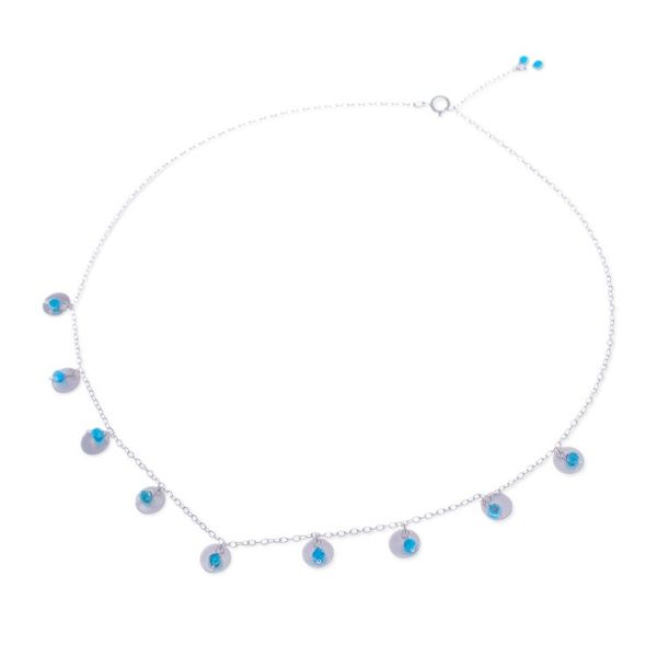 Alternate image for Matte Sterling Silver and Apatite Charm Necklace Everyday Intellectual