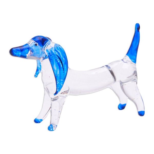 Alternate image for Handblown Dark Blue Glass Dachshund Dog Figurine Intuition Dachshund