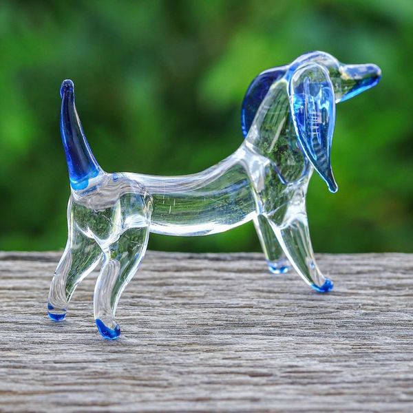 Alternate image for Handblown Dark Blue Glass Dachshund Dog Figurine Intuition Dachshund