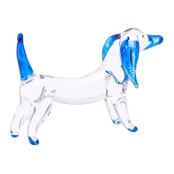 Alternate image for Handblown Dark Blue Glass Dachshund Dog Figurine Intuition Dachshund