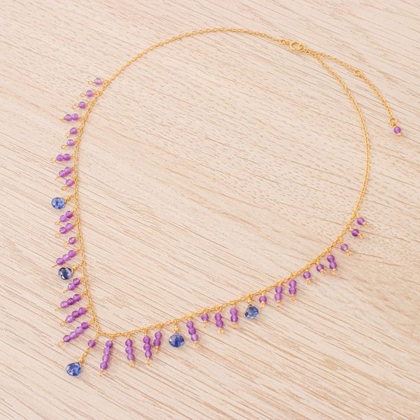 Alternate image for 24k Gold-Plated Kyanite and Amethyst Waterfall Necklace Lilac Sweet
