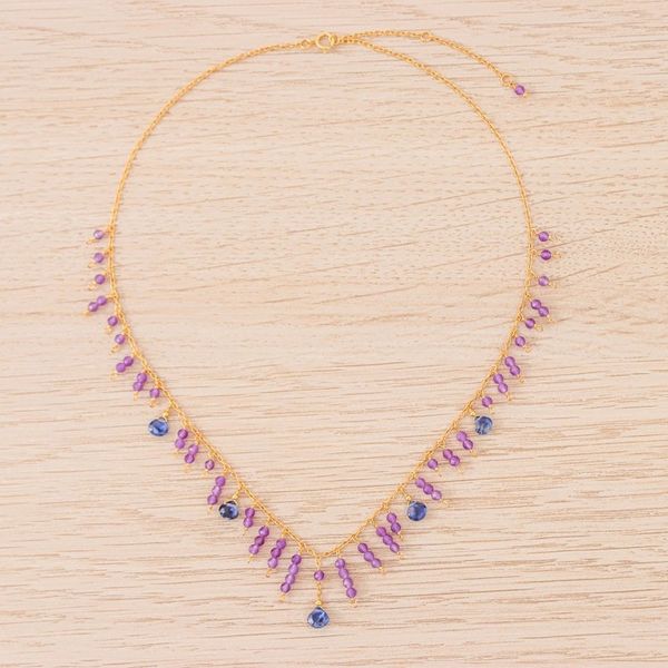 Alternate image for 24k Gold-Plated Kyanite and Amethyst Waterfall Necklace Lilac Sweet