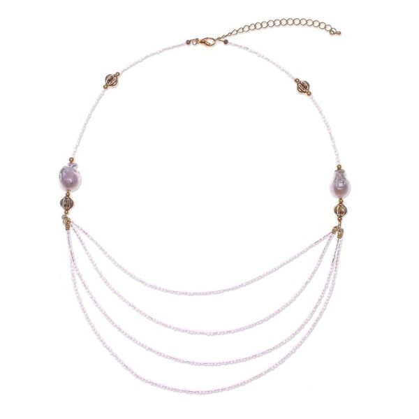Alternate image for 18k Gold-Accented Pearl and Rose Quartz Pendant Necklace Icy Shores in Pink