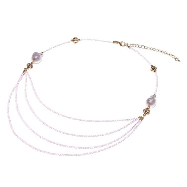 Alternate image for 18k Gold-Accented Pearl and Rose Quartz Pendant Necklace Icy Shores in Pink
