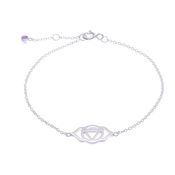 Alternate image for Sterling Silver Pendant Bracelet with Purple Cubic Zirconia Purple Third Eye