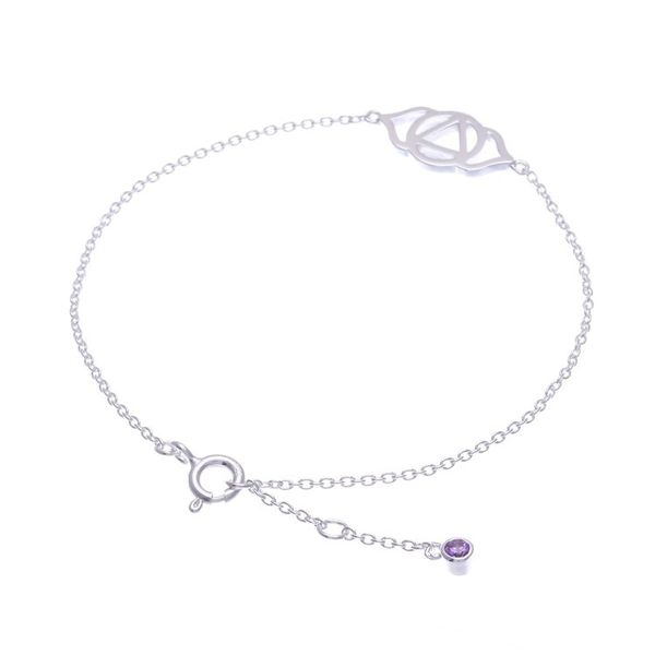 Alternate image for Sterling Silver Pendant Bracelet with Purple Cubic Zirconia Purple Third Eye