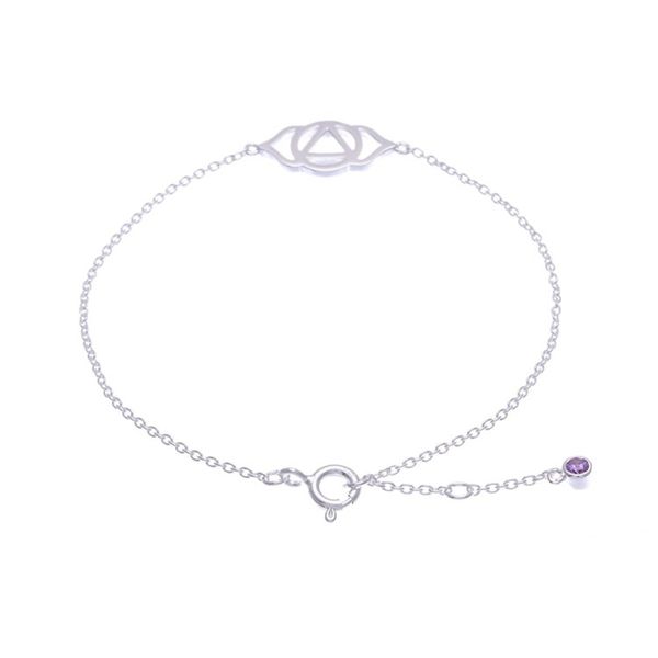 Alternate image for Sterling Silver Pendant Bracelet with Purple Cubic Zirconia Purple Third Eye