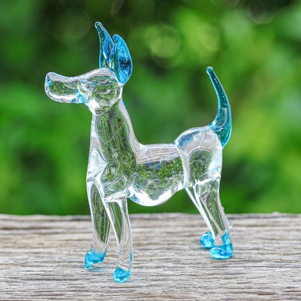 Alternate image for Handblown Light Blue Glass Ridgeback Dog Figurine Peace Ridgeback
