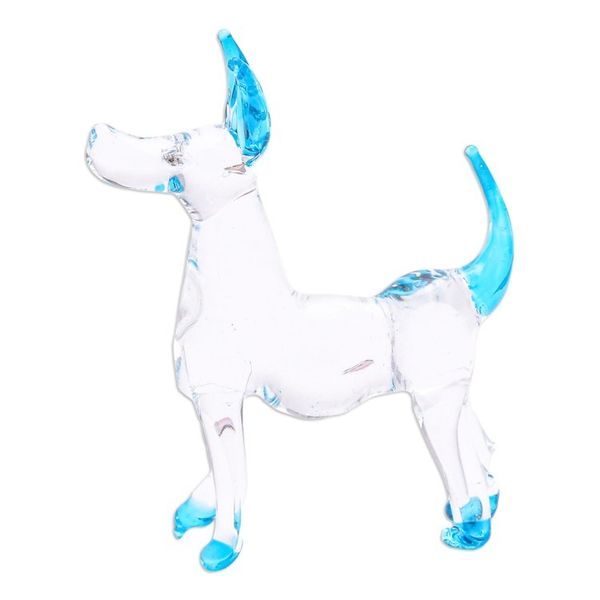 Alternate image for Handblown Light Blue Glass Ridgeback Dog Figurine Peace Ridgeback