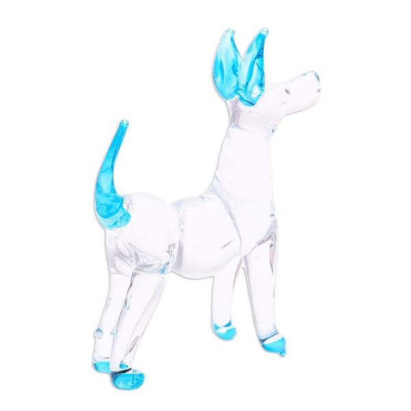 Alternate image for Handblown Light Blue Glass Ridgeback Dog Figurine Peace Ridgeback