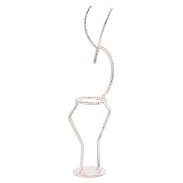 Alternate image for Handcrafted Iron Deer Tealight Holder in White and Gold Deer Splendor