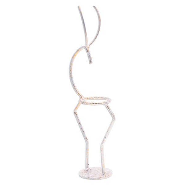 Alternate image for Handcrafted Iron Deer Tealight Holder in White and Gold Deer Splendor