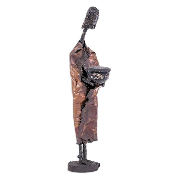 Alternate image for Brass Iron Statuette of Abstract Male Handmade in Thailand Ancient Monk
