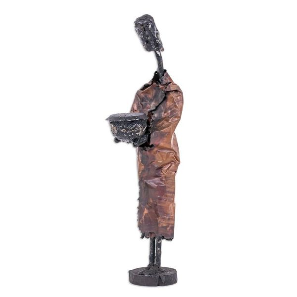 Alternate image for Brass Iron Statuette of Abstract Male Handmade in Thailand Ancient Monk