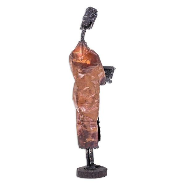 Alternate image for Brass Iron Statuette of Abstract Male Handmade in Thailand Ancient Monk