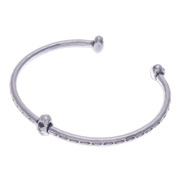 Alternate image for Sterling Silver Cuff Bracelet with Hill Tribe Pendant Charming Core