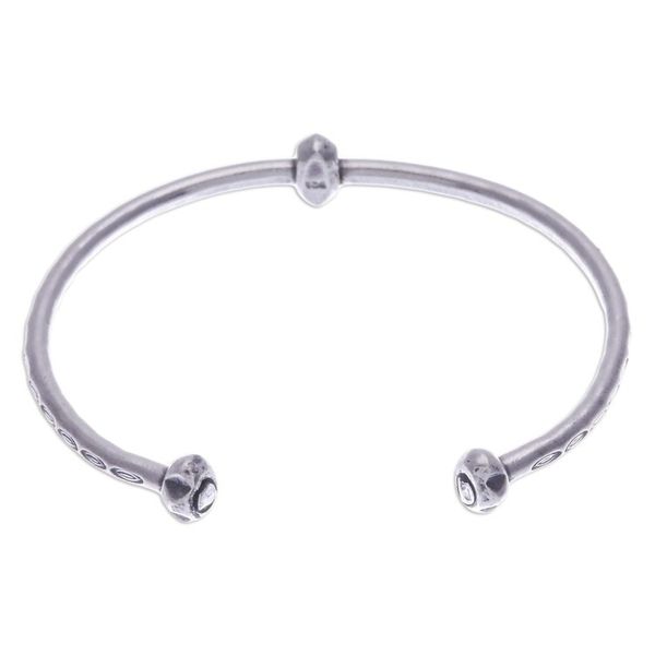 Alternate image for Sterling Silver Cuff Bracelet with Hill Tribe Pendant Charming Core