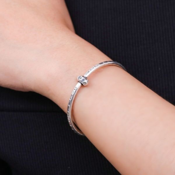 Alternate image for Sterling Silver Cuff Bracelet with Hill Tribe Pendant Charming Core