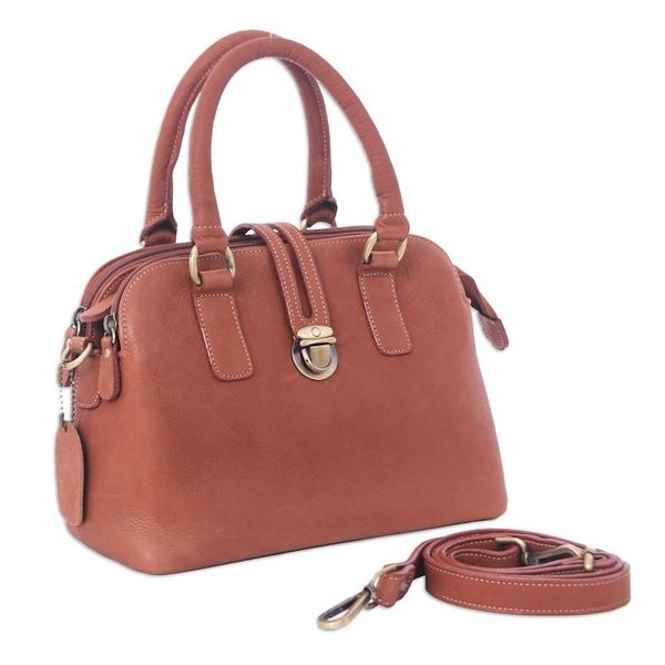 Alternate image for 100 Brown Leather Handbag with Detachable Adjustable Strap Empress of the Evening