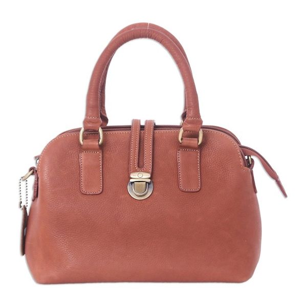 Alternate image for 100 Brown Leather Handbag with Detachable Adjustable Strap Empress of the Evening