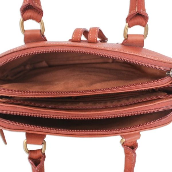 Alternate image for 100 Brown Leather Handbag with Detachable Adjustable Strap Empress of the Evening
