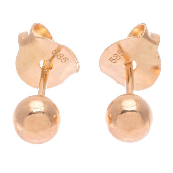 Alternate image for Thai 14k Gold Stud Earrings with Gold-Plated Clasps Orbs of Wealth