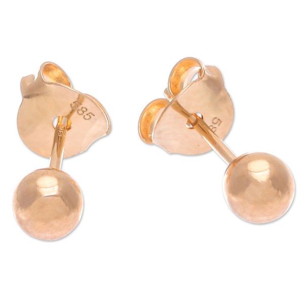 Alternate image for Thai 14k Gold Stud Earrings with Gold-Plated Clasps Orbs of Wealth