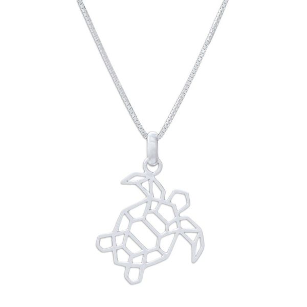 Alternate image for Geometric Sterling Silver Necklace with Turtle Pendant Free Turtle