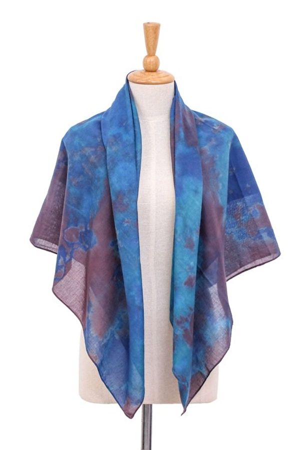 Alternate image for Hand-Dyed Blue and Brown Cotton Wrap Scarf from Thailand Lovely Cloud